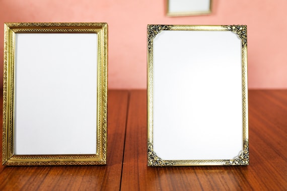 2 Vintage 5 X 7 Picture Frames, Vintage Brass Frames, Tabletop