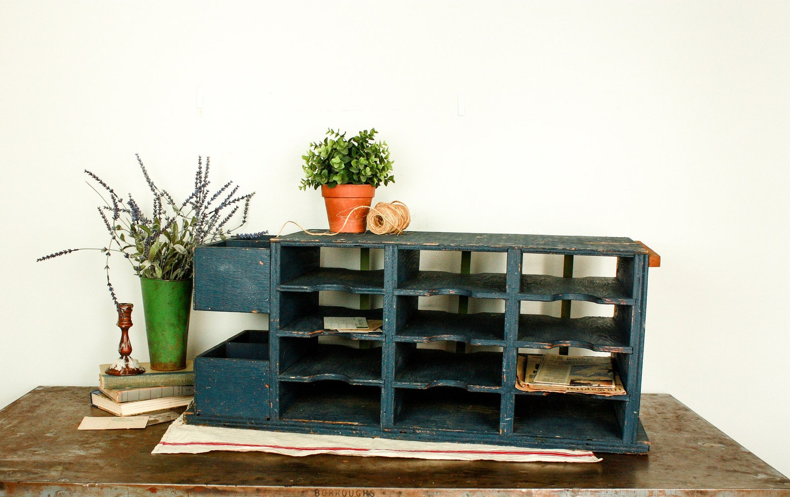 Vintage Cubby Shelf Mail Organizer Counter Mail Cubby Etsy