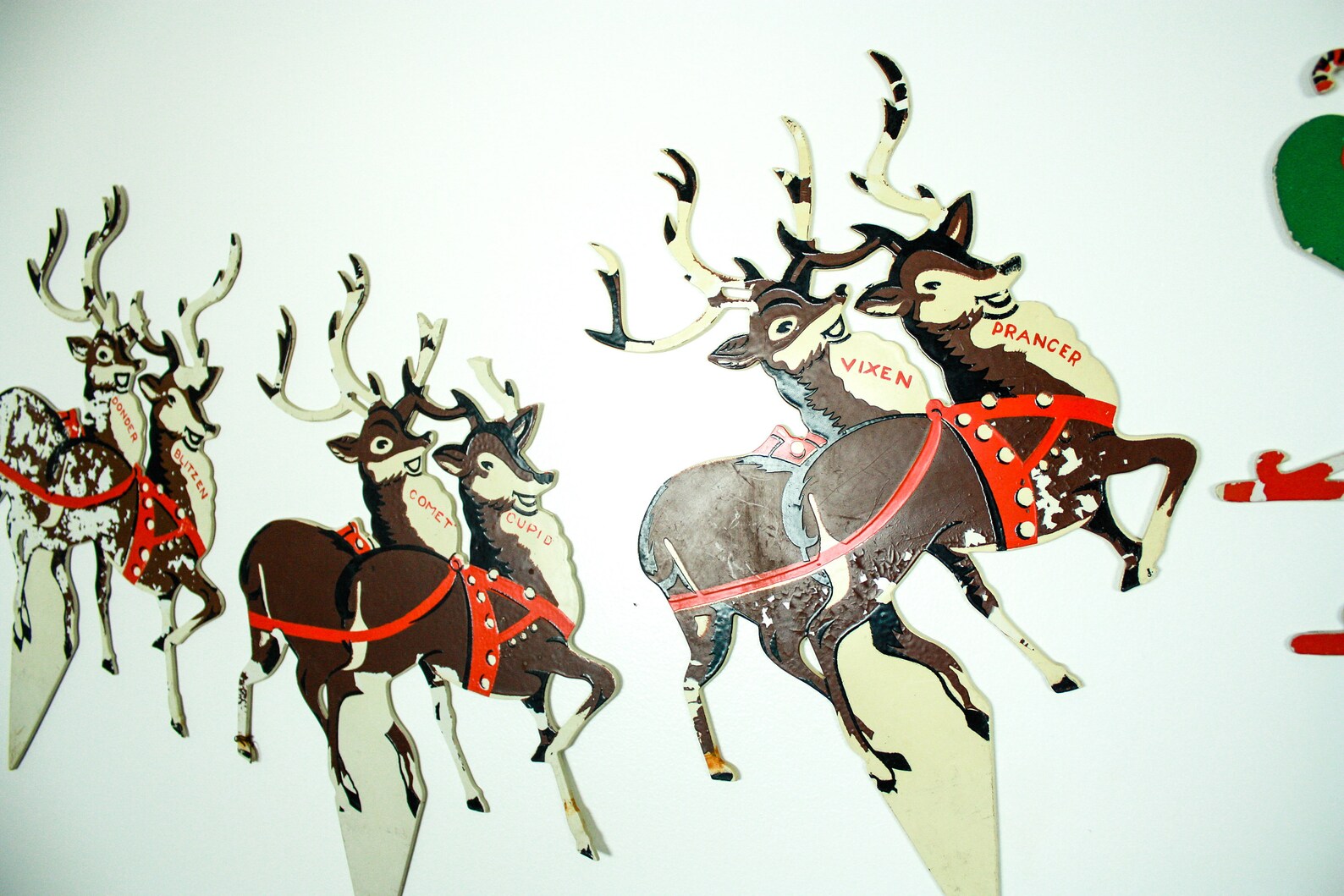 Vintage Santa and Reindeer Wall Decor Bakelite Santa Reindeer Etsy