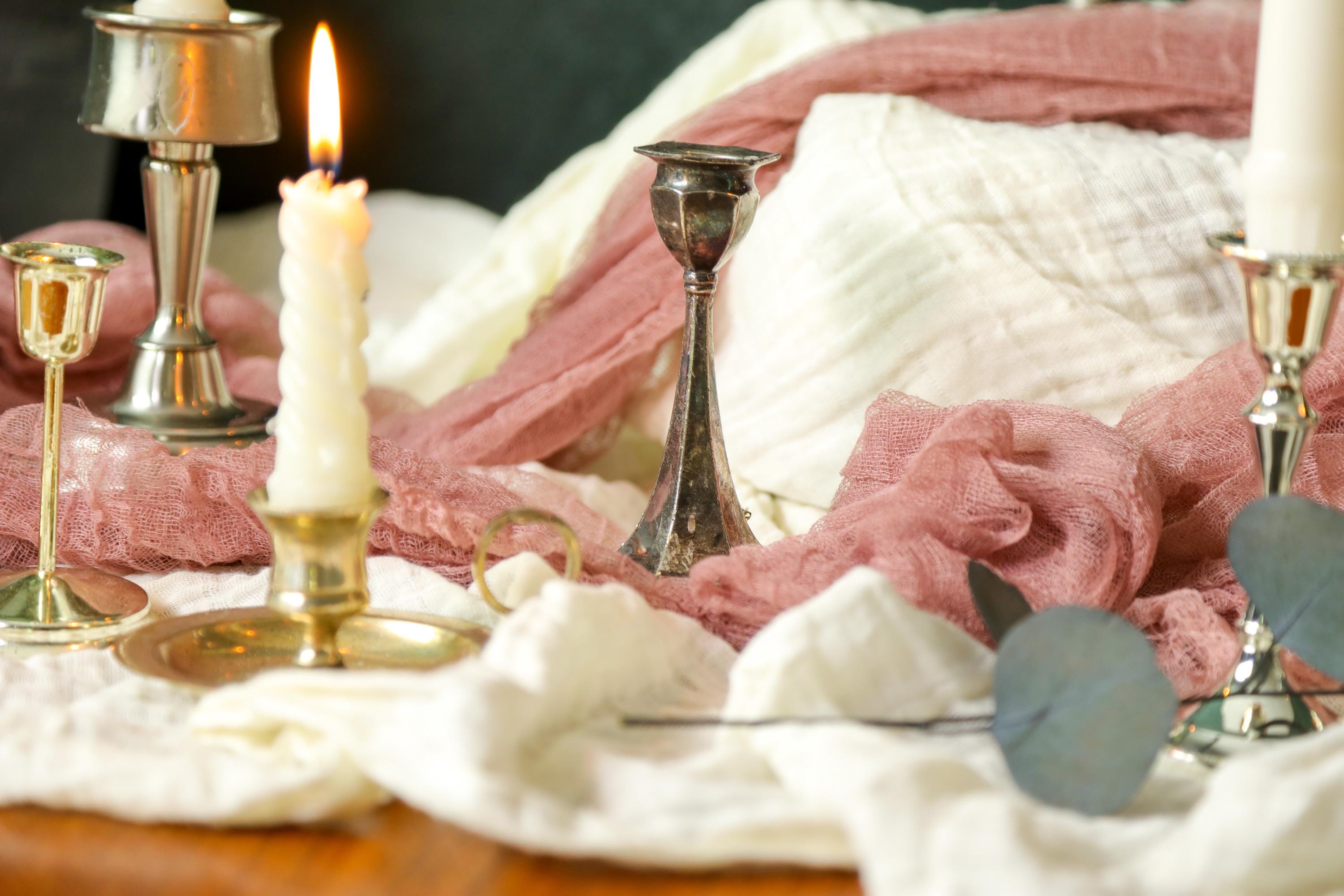 5 Vintage Silver Candle Holder Set, Wedding Candlestick