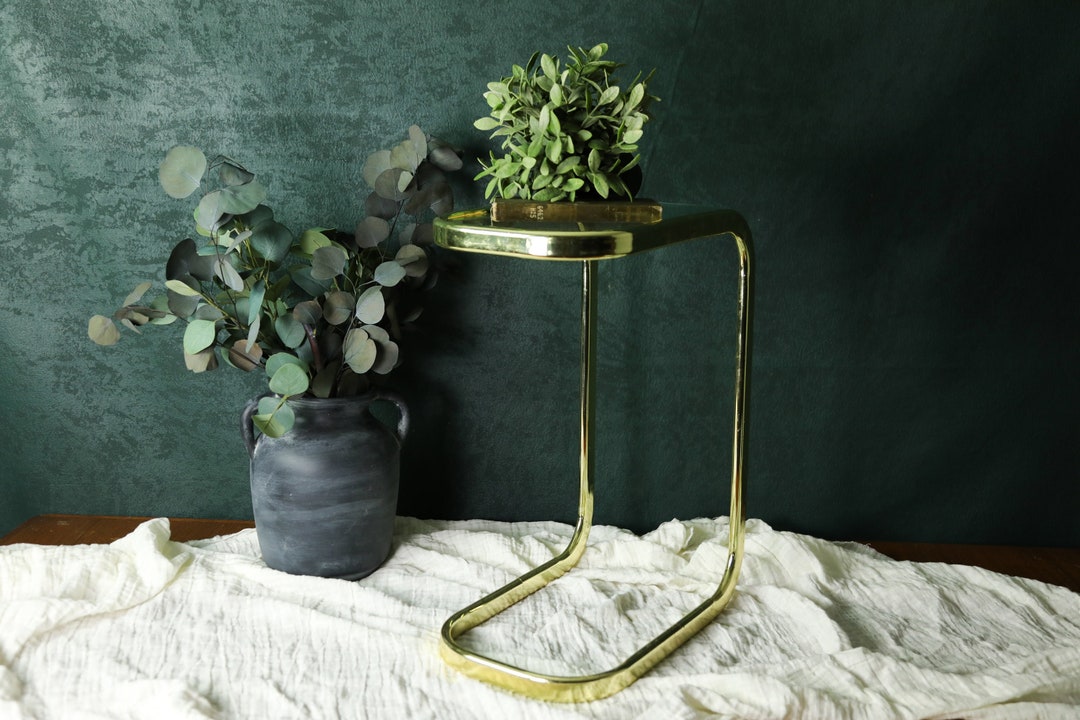 Vintage Brass Side Table, Small Brass Table, Mid Century Modern End