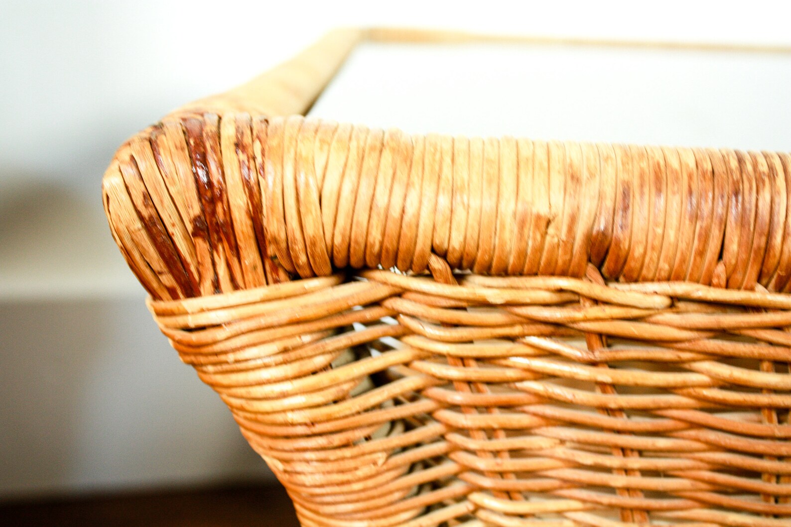 Vintage Wicker End Tables Glass Top Coffee Tables Brown Etsy