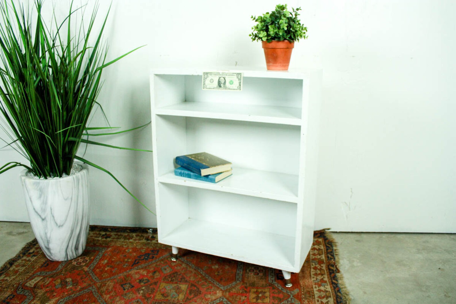 Vintage Bookcase With Legs Small Bathroom Shelves Mid Etsy
