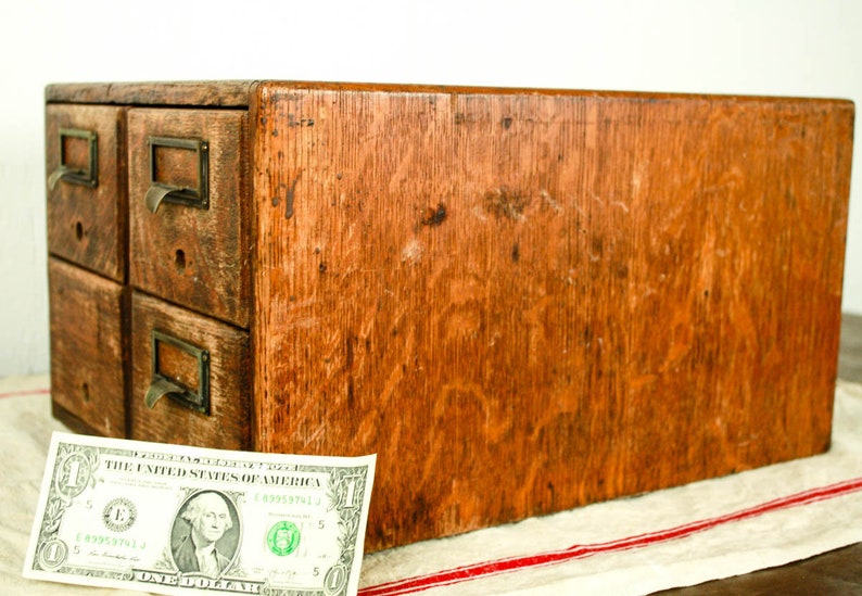 Vintage 4 Drawer Card Catalog Apothecary Drawers Etsy