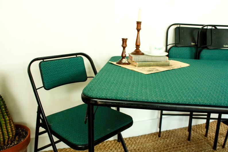 5 Piece Vintage Folding Table and Chairs Game Table With Etsy