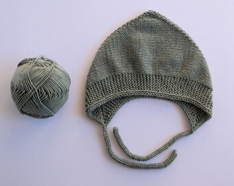 Sage green baby bonnet