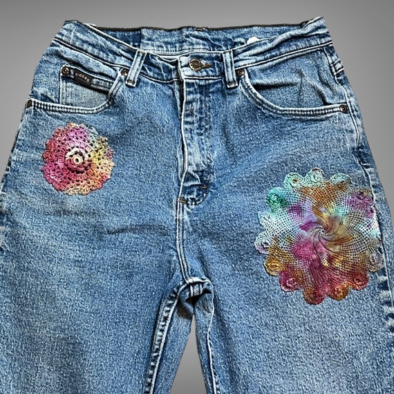 SALE: Nice Worn Reworked Patched LEE Riders Jeans… - image 2