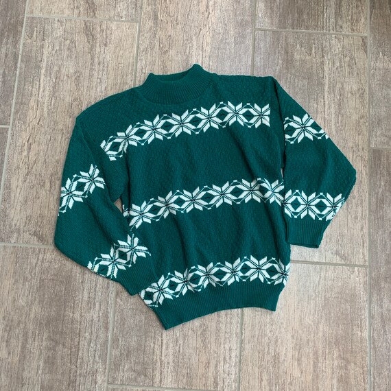 Vintage 90s Long Sleeve Sweater, Emerald Green, W… - image 1