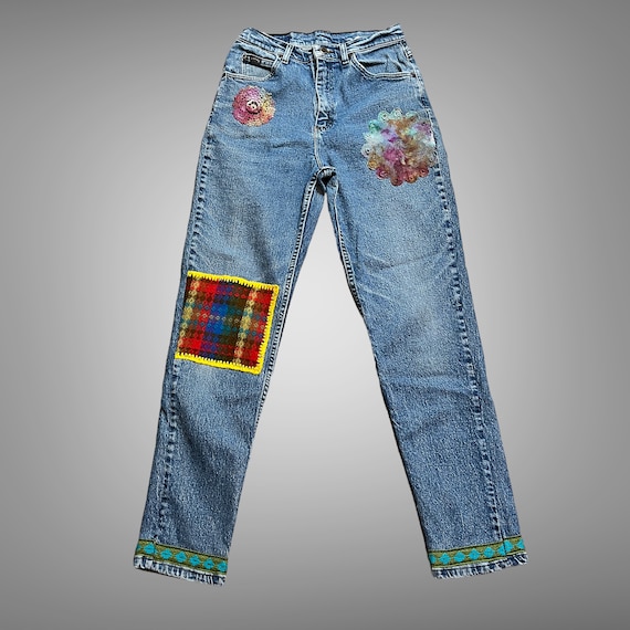 SALE: Nice Worn Reworked Patched LEE Riders Jeans… - image 1