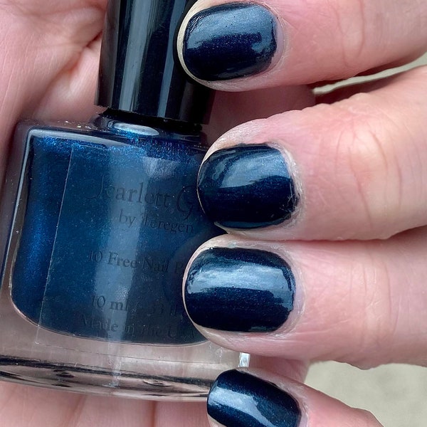 Denim Blue Nail Polish - Blue Black  - Glitter - Vegan - Cruelty Free - Sparkly Denim