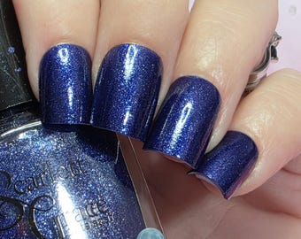Snow Way I'm Single - dark blue shimmer nail polish