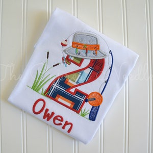 Embroidered Fishing Birthday Shirt | Personalized Name | Boys Fishing Apparel