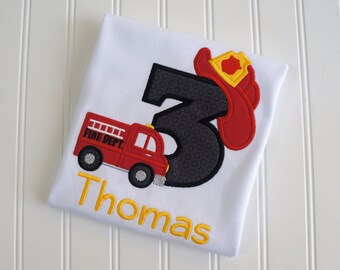 Fire Truck Birthday Shirt, Firefighter Birthday, Fire Department, Fireman Birthday, Sound the Alarm, Fire Hat Shirt, Firetruck 1st Birthday