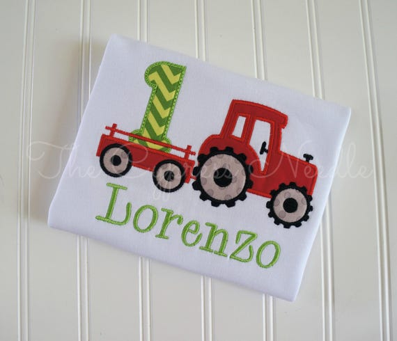 Red Tractor Birthday Applique Shirt, Farm Party, Boys 1st Birthday