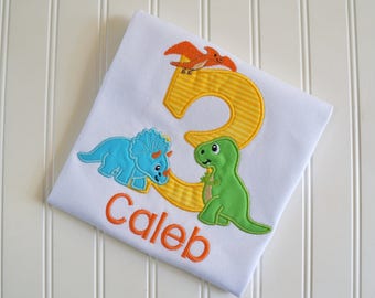 Embroidered Dinosaur Birthday Shirt, Custom Dino Party