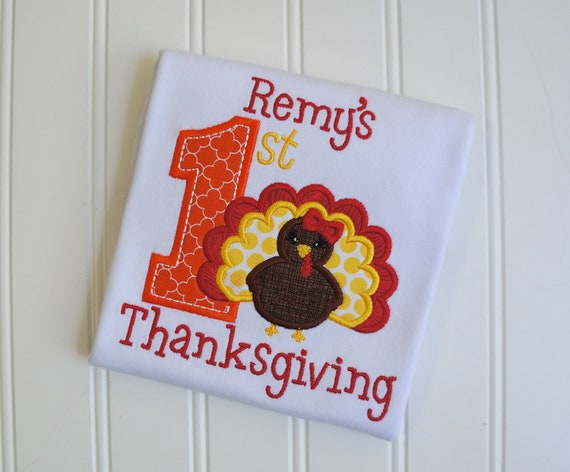 My First Thanksgiving Shirt, Baby Thanksgiving, Girl Turkey, Thanksgiving Outfit,  1st Thanksgiving, Red Orange Yellow, Custom Thanksgiving