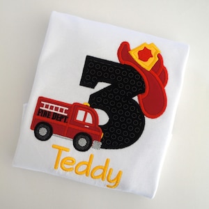 Personalized Fire Truck Birthday Shirt, Custom Name Firefighter Outfit