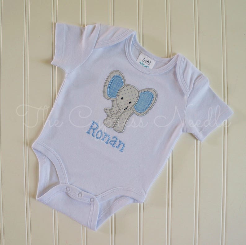 Custom Elephant Baby Outfit for Baby Boy in Grey and Blue | Etsy