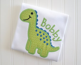 Boys Applique Dinosaur Shirt, Custom Birthday Party Tee