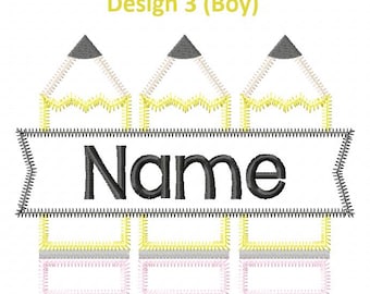 SAMPLE SALE Embroidered First Day of School Shirt, Personalized Apple Pencil Design