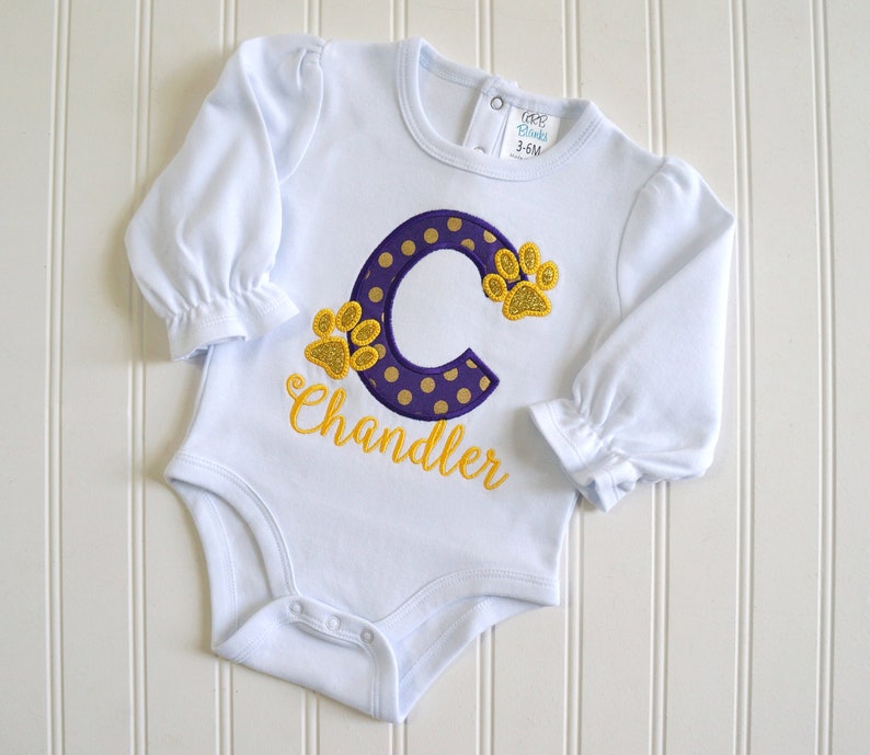 LSU Custom Monogram Lsu Tigers Shirt Lsu Baby Gift Lsu Baby Etsy