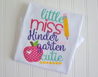 Girls' Embroidered Kindergarten Shirt, Apple Back to School Outfit