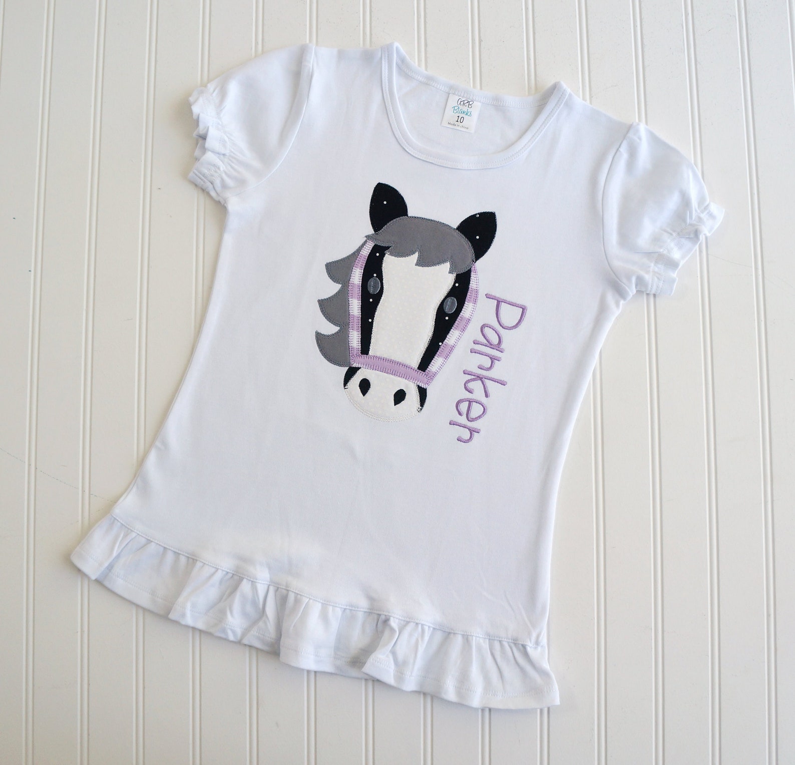 Girl Horse Shirt Black White Horse Girl Pony Shirt Purple Etsy