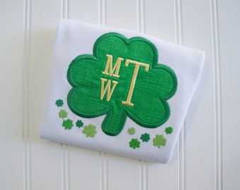 Embroidered Shamrock Monogram Shirt, St Patricks Day