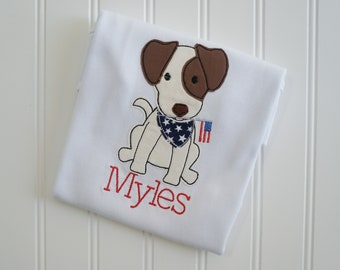 Patriotic Puppy Shirt, Personalized Dog Shirt, Fourth of July Kids Shirt, USA Puppy Tee, Americana Summer Outfit