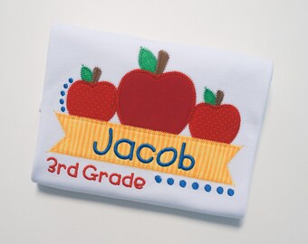 Embroidered Apple Banner Shirt, Back to School, Teacher's Pet