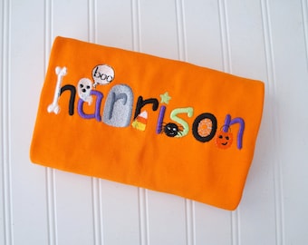Custom Embroidered Halloween Name Shirt, Ghost, Spider, Pumpkin