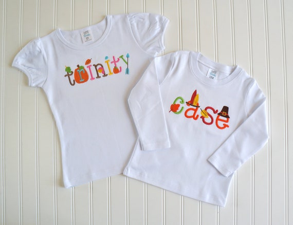 Custom Thanksgiving Embroidery Shirt, Boys Thanksgiving Shirt, Girls Thanksgiving Shirt, Turkey Shirt, Fall Monogram, Gobble Shirt, Pumpkin