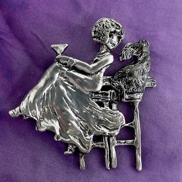 Scottie- Large Limited Edition sterling silver art deco pin