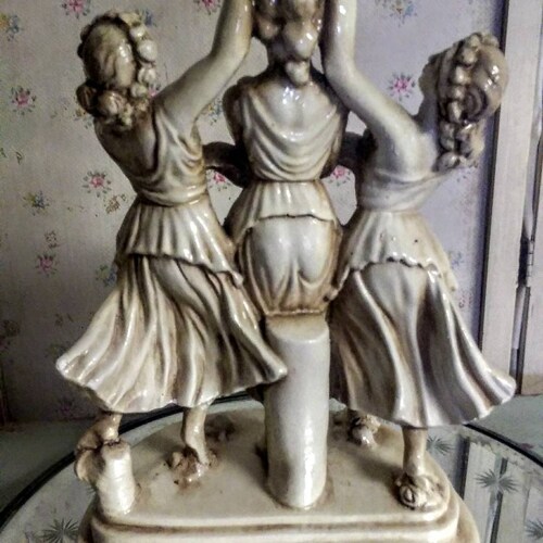 Vintage Greek Women Statue, Maidens, Marriage, shops Antique French Plaster Sculpture