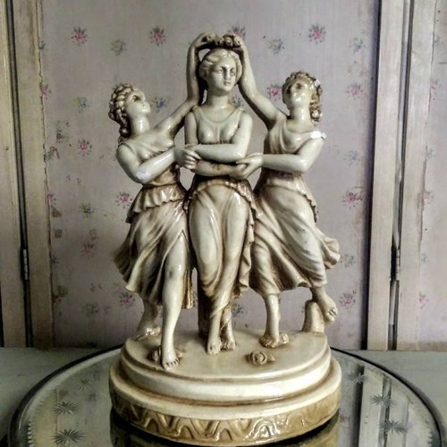 Vintage Greek Women Statue, Maidens, Marriage, shops Antique French Plaster Sculpture