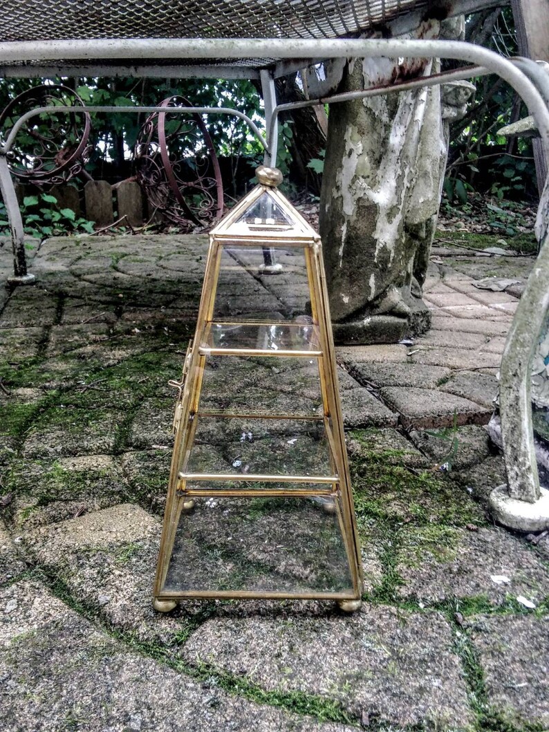 Vintage French Vitrine Glass And Metal Curio Cabinet Shabby Etsy