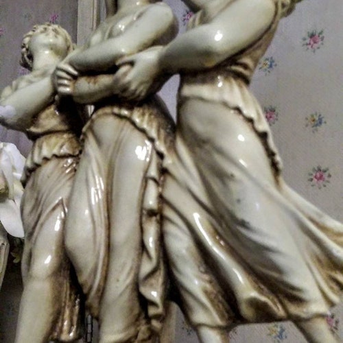 Vintage Greek Women Statue, Maidens, Marriage, shops Antique French Plaster Sculpture