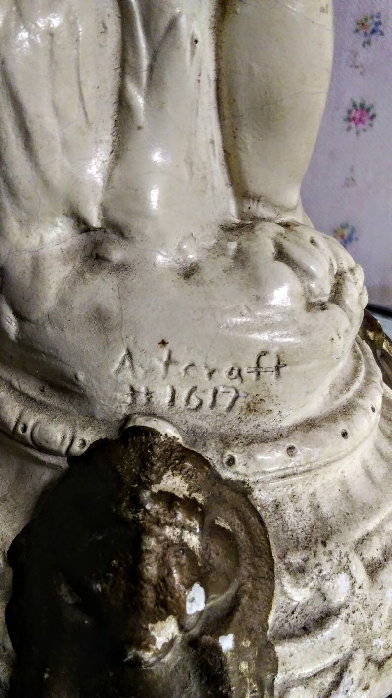 Vintage Plaster Cherub Statue Italian Putti Figurine Mid Etsy