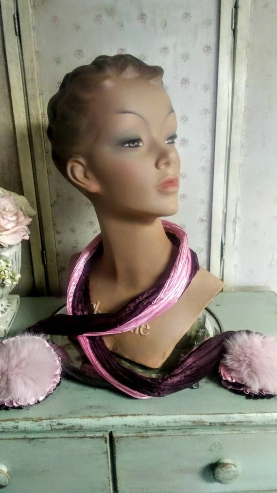 Gorgeous Vintage French Satin and Fur Pink and Bur