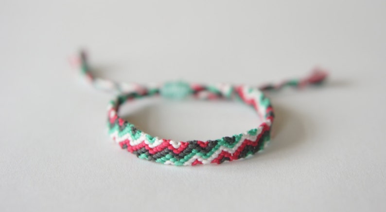 Handmade Zig Zag Woven Colourful Stripe Friendship Bracelet Summer Sustainable Cotton Gift Festival Cute Beach Surf Adjustable