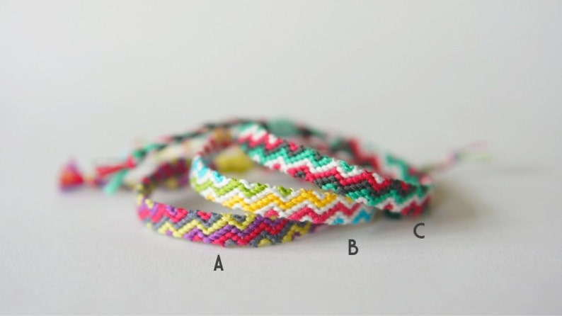 Handmade Zig Zag Woven Colourful Stripe Friendship Bracelet Summer Sustainable Cotton Gift Festival Cute Beach Surf Adjustable