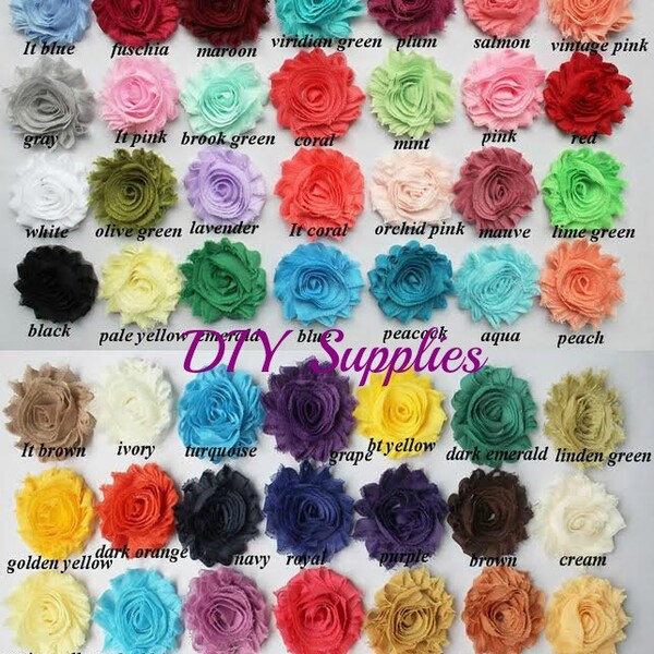 You pick amount shabby flowers - Wholesale flowers - Shabby flower trim - Shabby rose trim - Chiffon trim - Headband flower - Frayed flower