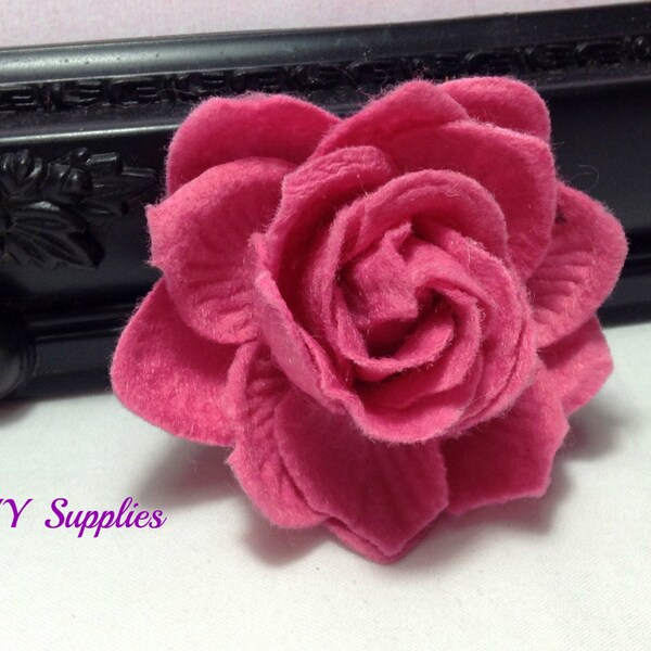 Hot pink felt flower- diy supplies - fabric flowers - wholesale flowers - hair bow supplies - burlap wedding - rustic wedding