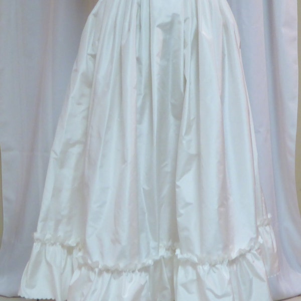 18th Century White Silk Taffeta Petticoat w/ Scallop Pinked Trim ~ 100% Hand Sewn ~ Custom Sized ~ Colonial Revolutionary War (CL-PSW)