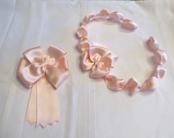 18th Century Reproduction Puffed Cap Ribbon and Breast Knot Triple Bow Set ~ Silk Satin ~ for Colonial Rev War Reenacting (ACC-LBS)