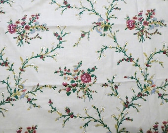 18th Century Inspired Cotton Print Fabric ~ 2.3 yd piece ~ flowers and trailing vines ~ perfect for 1765-1790 Revolutionary War (FAB-WBH)