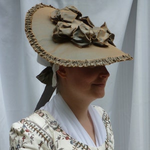 Custom Color Options! ~ 18th Century Changeable Silk Taffeta Covered Hat w/Self-Fabric Trim for Colonial Rev War Reenacting Costume (ACC-H1)