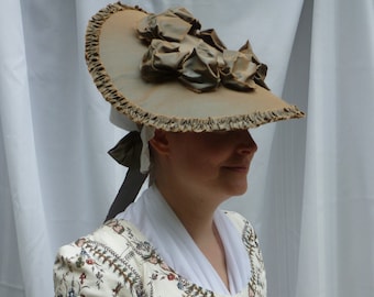 Custom Color Options! ~ 18th Century Changeable Silk Taffeta Covered Hat w/Self-Fabric Trim for Colonial Rev War Reenacting Costume (ACC-H1)