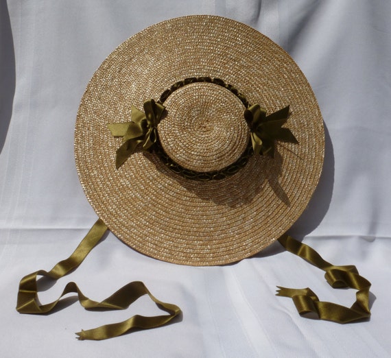 18th Century Shallow Crown Straw Hat 