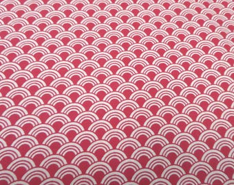 BTY 18th Century Inspired Cotton Print Fabric ~ by the yard ~ red shell scallop ~ ideal for 1750s-1780s ~ Rev War clothing (FAB-JRS)